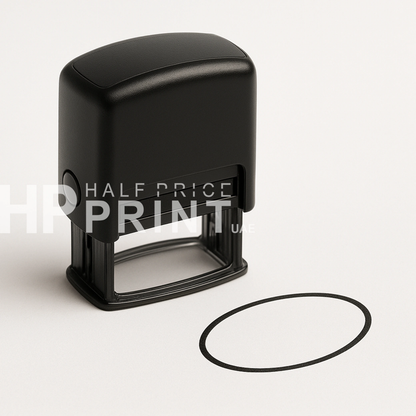 Black self-inking stamp with a rubber pad on a white background, featuring 'HIP PRINT' branding.