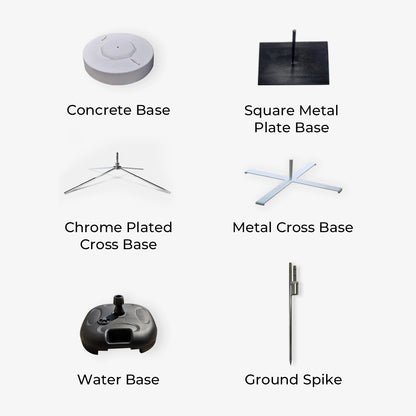Various base options for a product on a white background